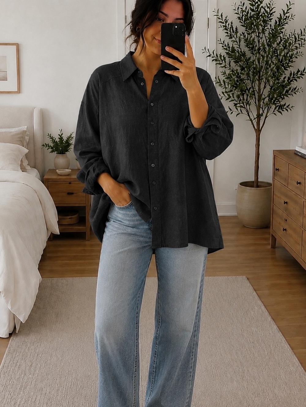 COS Boxy Oversized Linen Button Up Shirt